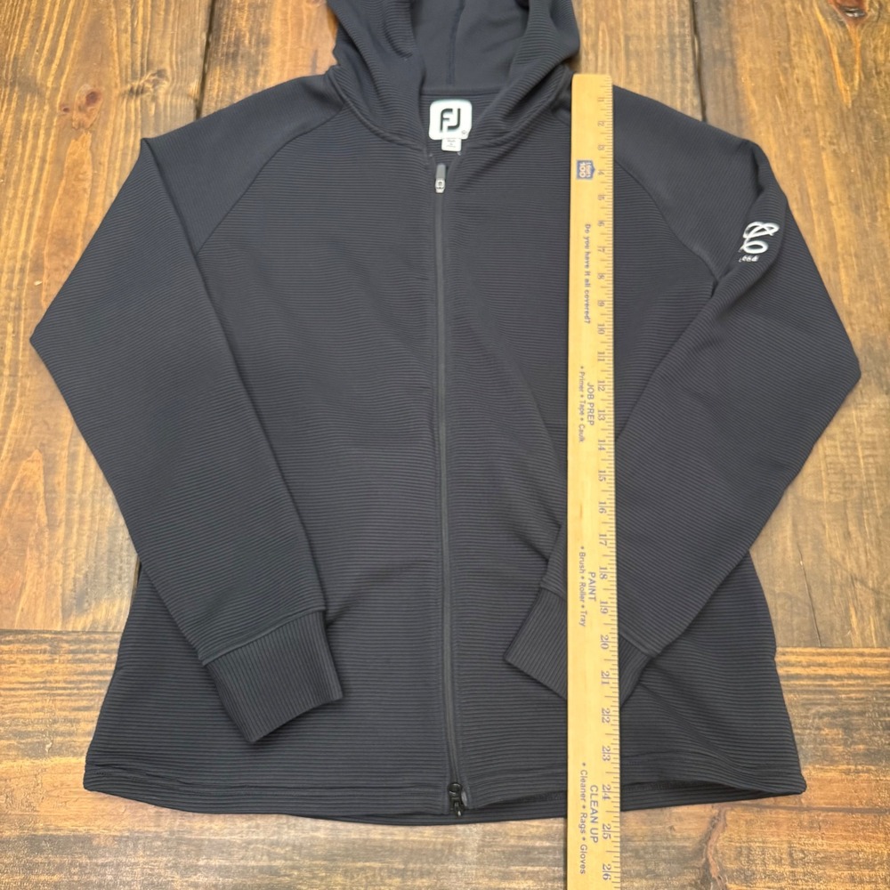 FootJoy Womens Black Ribbed Full Zip Golf Hoodie‎ Jacket Medium FJ 1964 Logo - Picture 5 of 7